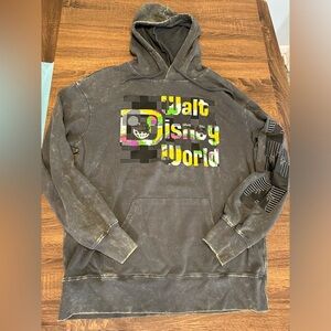 Disney Hoodie Adult Medium Gray Black Yellow Castle Disney World Parks Mens